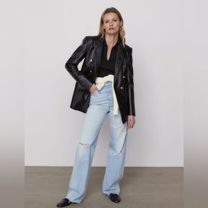 Zara Faux Leather Blazer